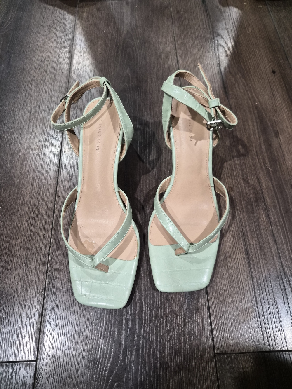14th & Union Mint Green Square Toe Ankle-Strap Heels